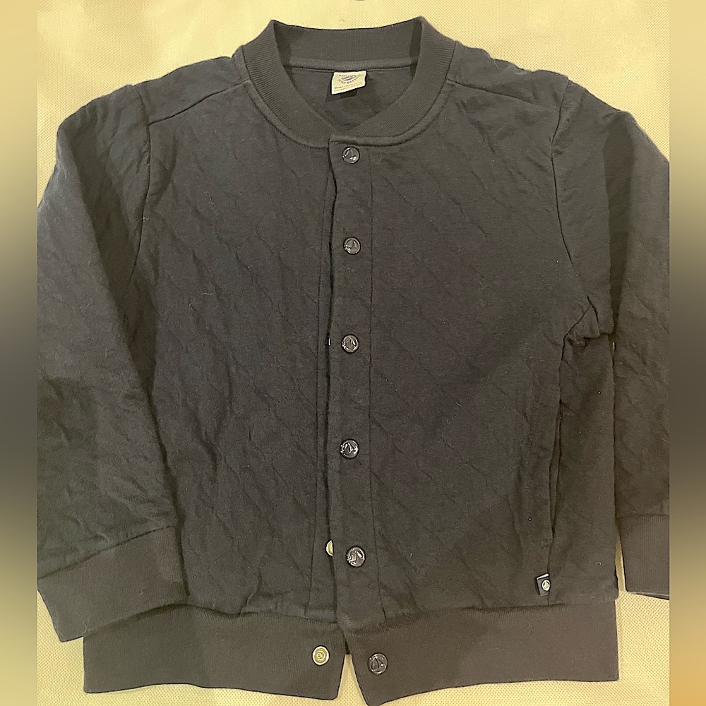 Petit Bateaux navy lightly quilted cardigan.